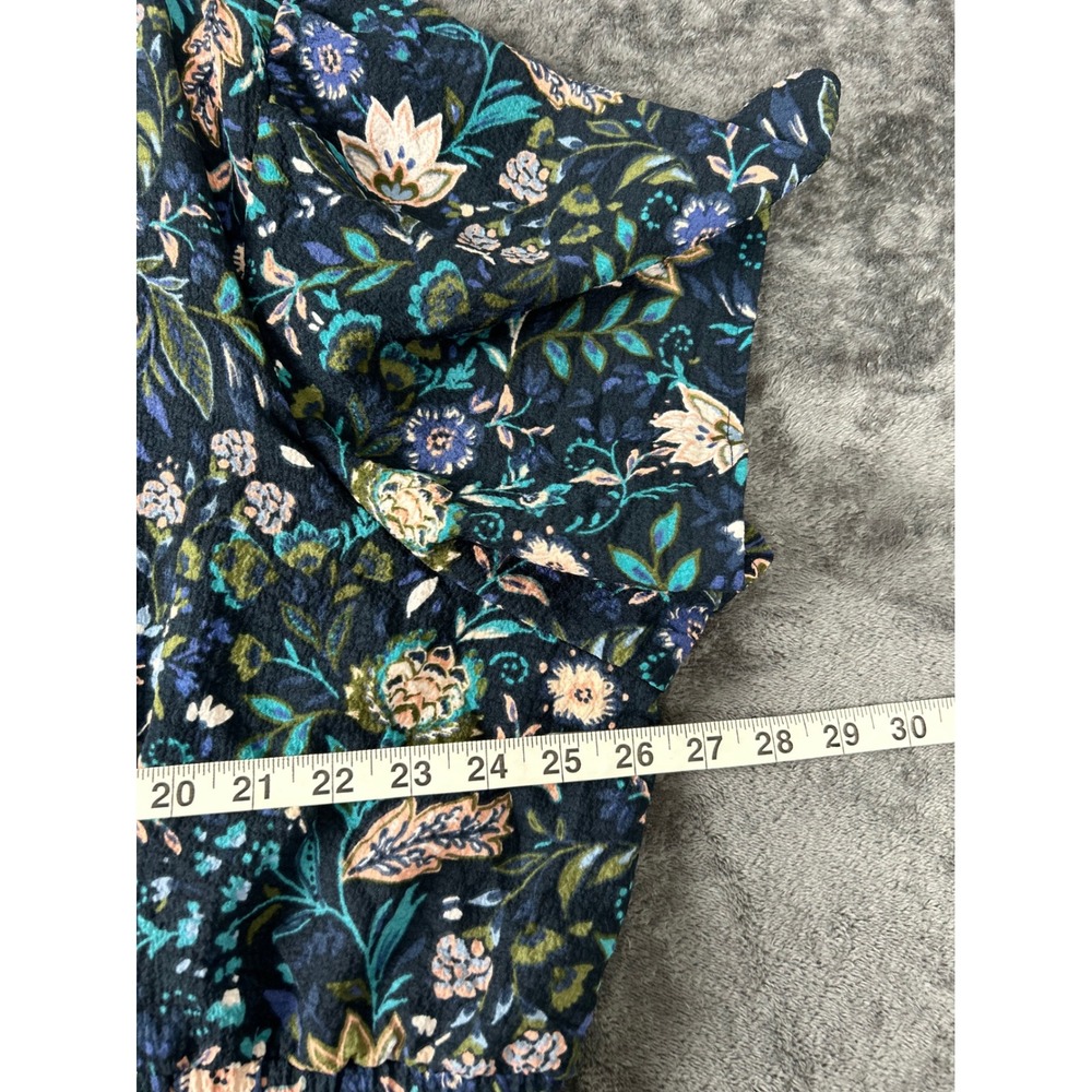 Maurices Women 3X Floral V-Neck Smocked Waist Ruffle Hem Mini Dress Navy Blue - Picture 5 of 8
